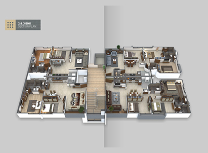 2 & 3 BHK Section Plan